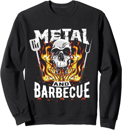 Heavy Metal And Barbecue Hard Rock Biker BBQ Rockabilly Sweatshirt