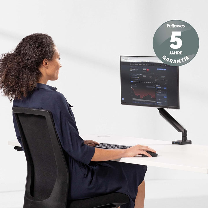 Fellowes Monitor Halterung für 1 Bildschirm bis 32 Zoll (81,28 cm) - Platinum Series Monitor Arm mit