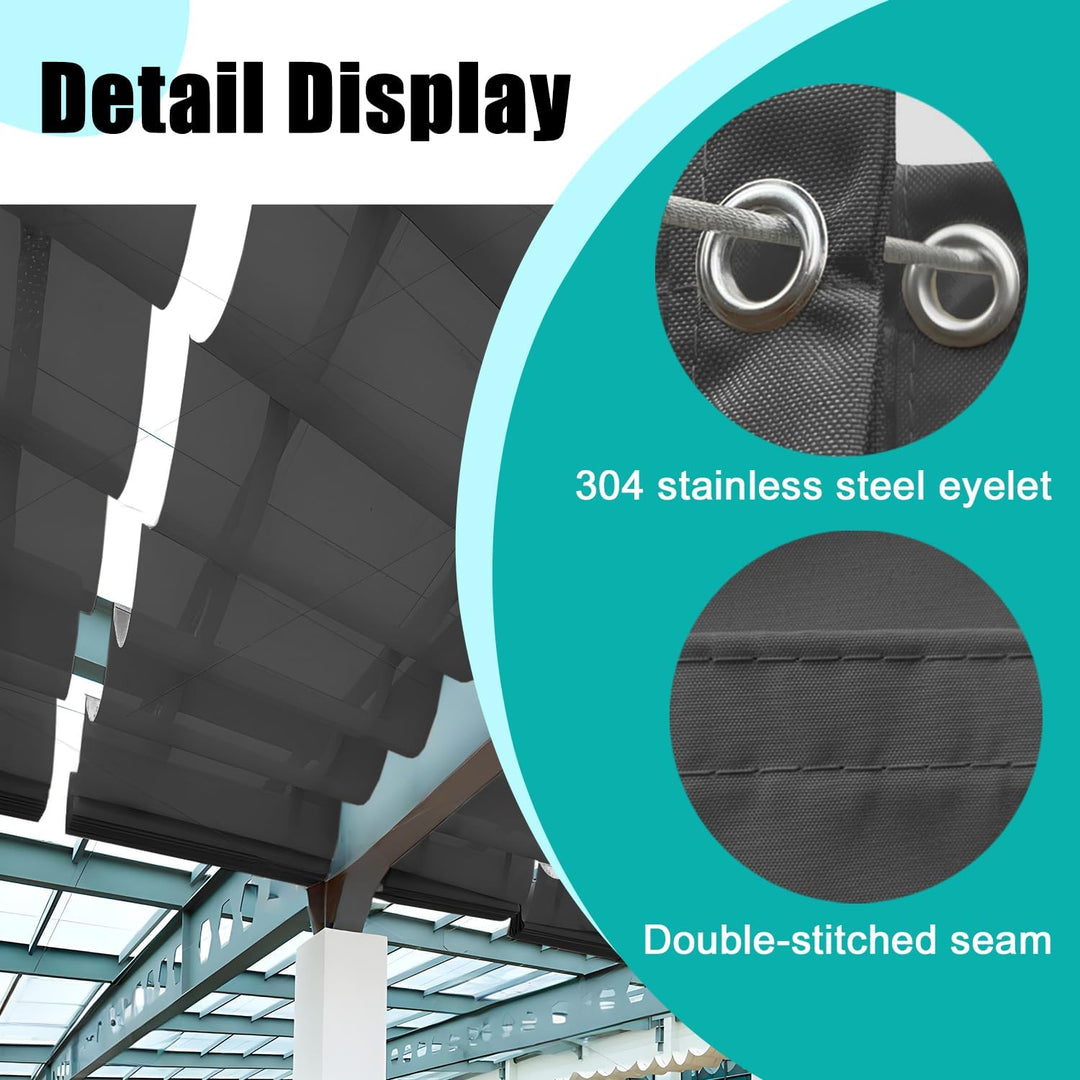 Ausziehbares Wellen-Sonnensegel, 2x4M, HDPE Sonnenschutz Pergola Ersatz Schattenabdeckung, verstellb