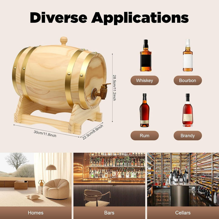 5L Weinfass Holzfass, Wooden Barrel Dispenser Weinbehälter Holzfass Für Whiskey Und Wein Dekoratives
