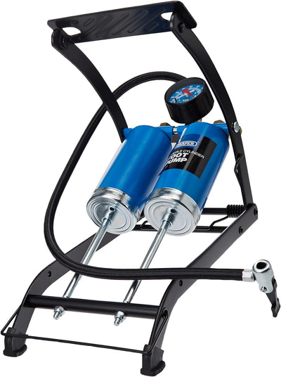 Draper 25996 Double-Cylinder Foot Pump 1 Schwarz/Blau, 1 Schwarz/Blau