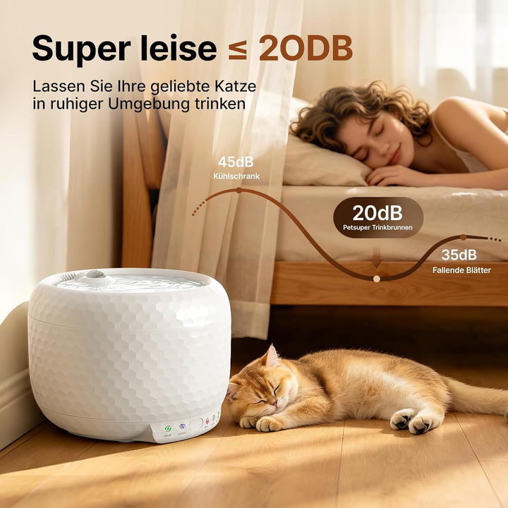 1.8L Kabellose Katzenbrunnen mit 5200mAh Akku, kabelloser Haustierbrunnen mit extrem leiser Pumpe, 2
