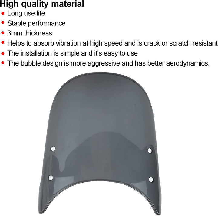 Yctze Motorrad Windschutzscheibe, Motorrad Windschutzscheibe Universal Anti-Crack Scratch Resistant