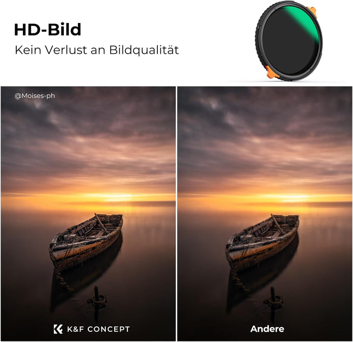 K&F Concept Nano-X ND Filter 37mm CPL&ND4-ND64 2 in 1 multifunktionaler Graufilter und CPL Filter Po