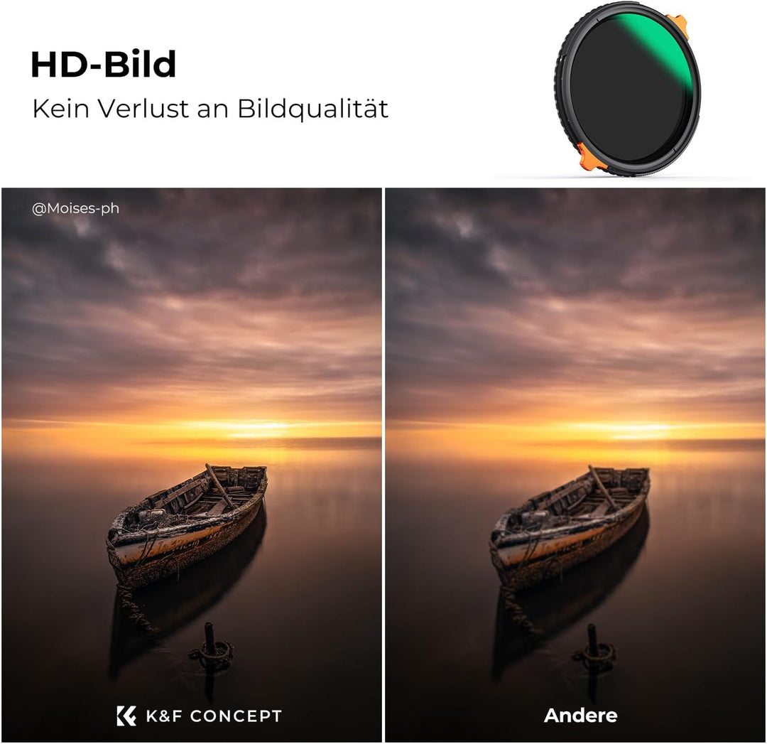 K&F Concept Nano-X ND Filter 77mm CPL&ND4-ND64 2 in 1 multifunktionaler Graufilter und CPL Filter Po