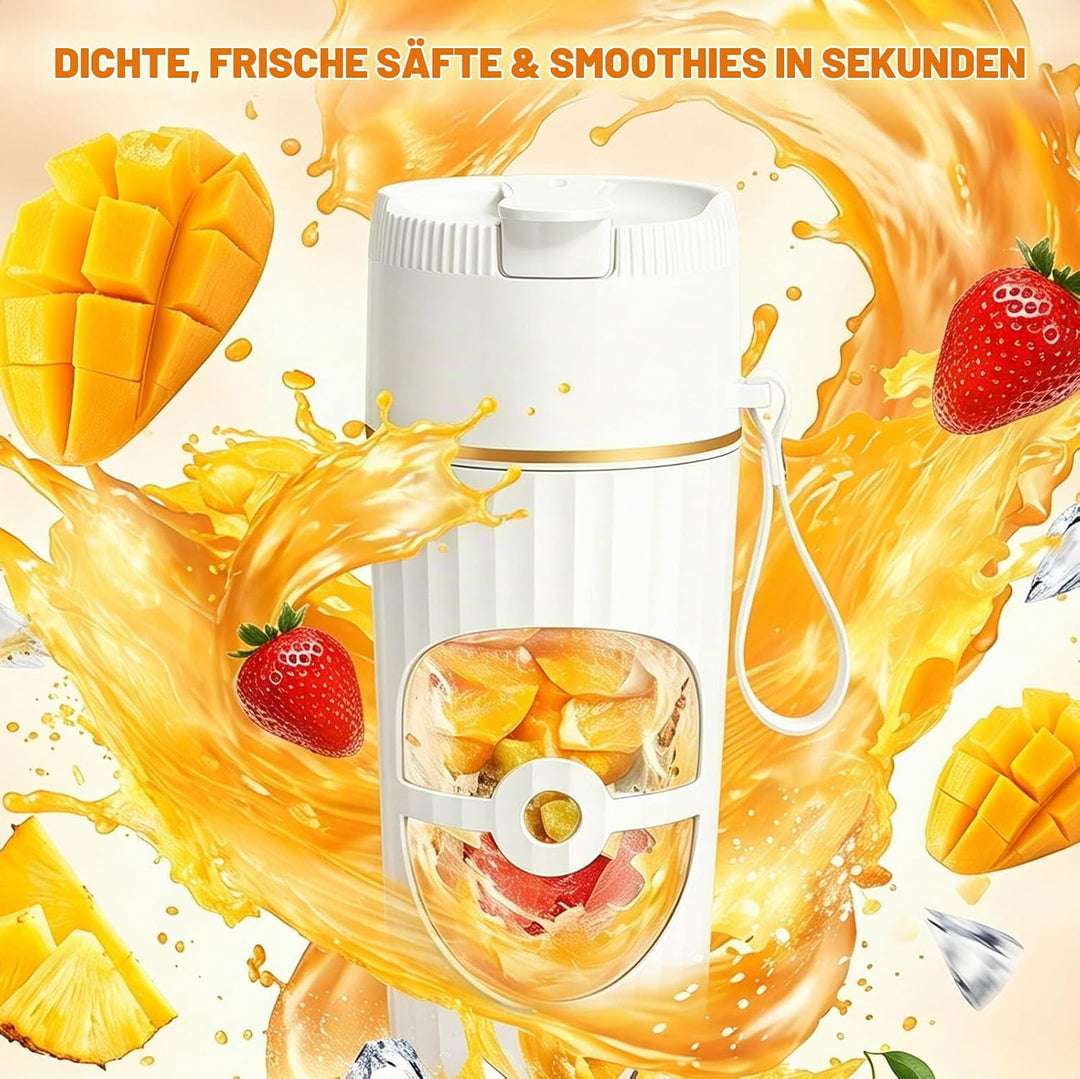 Tragbarer Mixer Smoothie Maker 400ml, Mini Standmixer mit 10 Edelstahlklingen, USB-C Wiederaufladbar