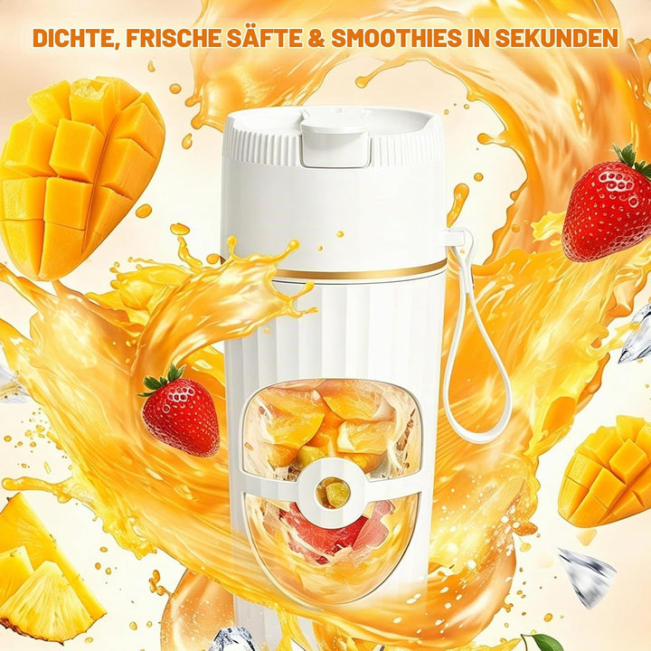 Tragbarer Mixer Smoothie Maker 400ml, Mini Standmixer mit 10 Edelstahlklingen, USB-C Wiederaufladbar
