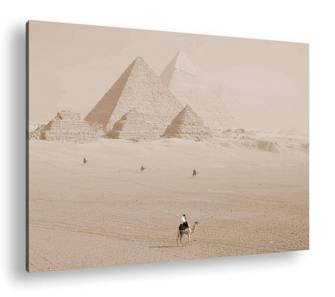 deyoli Pyramiden von Gizeh Format: 80x60 Effekt: Sepia als Leinwandbild, Motiv fertig gerahmt auf Ec