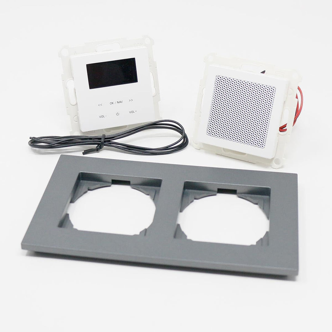 LOGIQ Unterputz Radio mit 2W RMS Lautsprecher, DAB+, UKW und Bluetooth, OLED-Display, Weck- und Slee