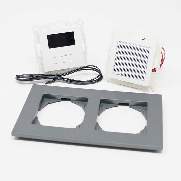 LOGIQ Unterputz Radio mit 2W RMS Lautsprecher, DAB+, UKW und Bluetooth, OLED-Display, Weck- und Slee