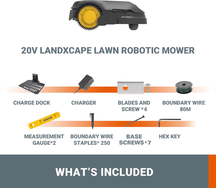 LANDXCAPE 18V (20V MAX) 300 m² Rasenmähroboter LX850, 3-Klingen-Mulch-/Schneidesystem, leise und zuv
