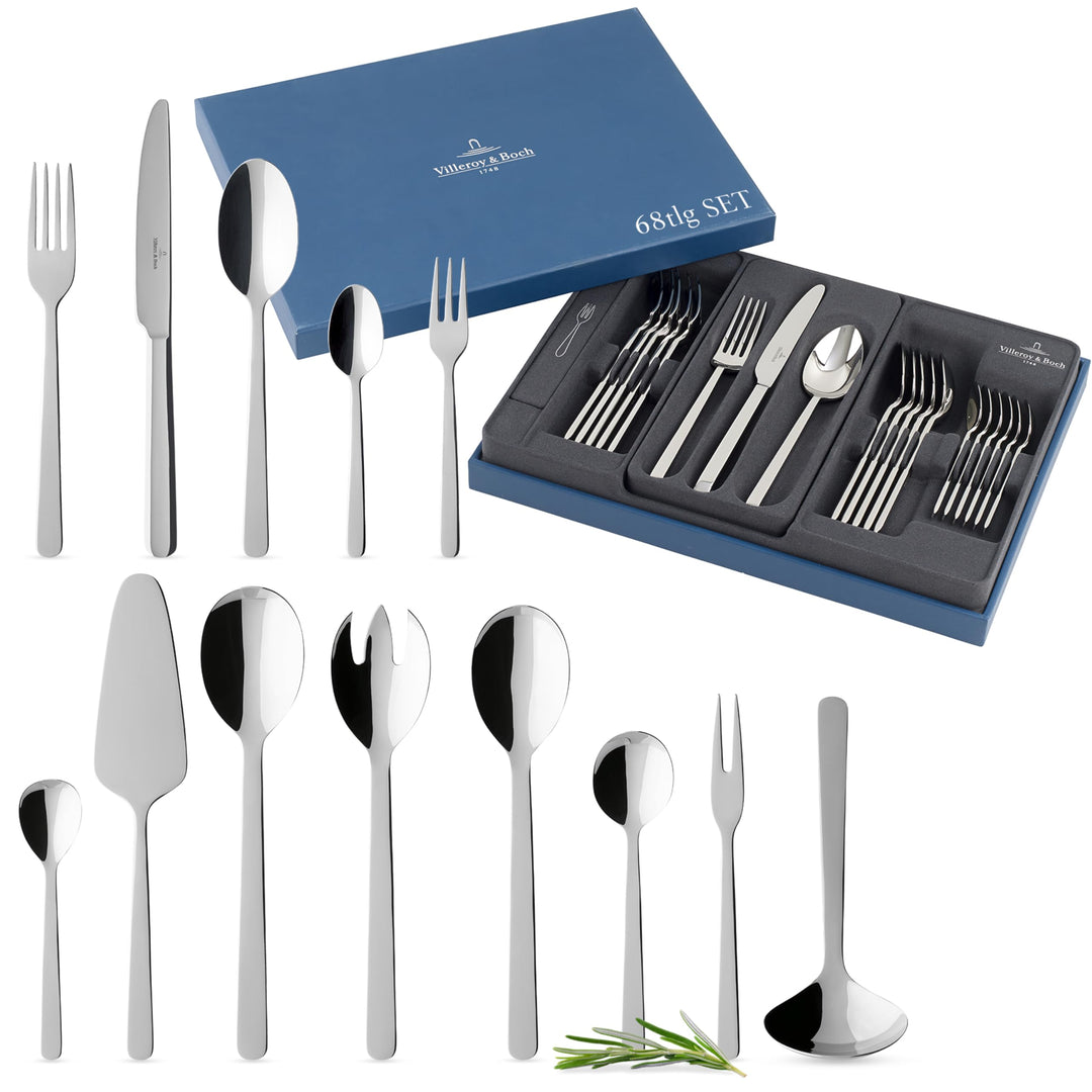 Villeroy & Boch - Louis Besteckset 68-teilig Silber, Spülmaschinenfest, Besteck Set 12 Personen, Bes
