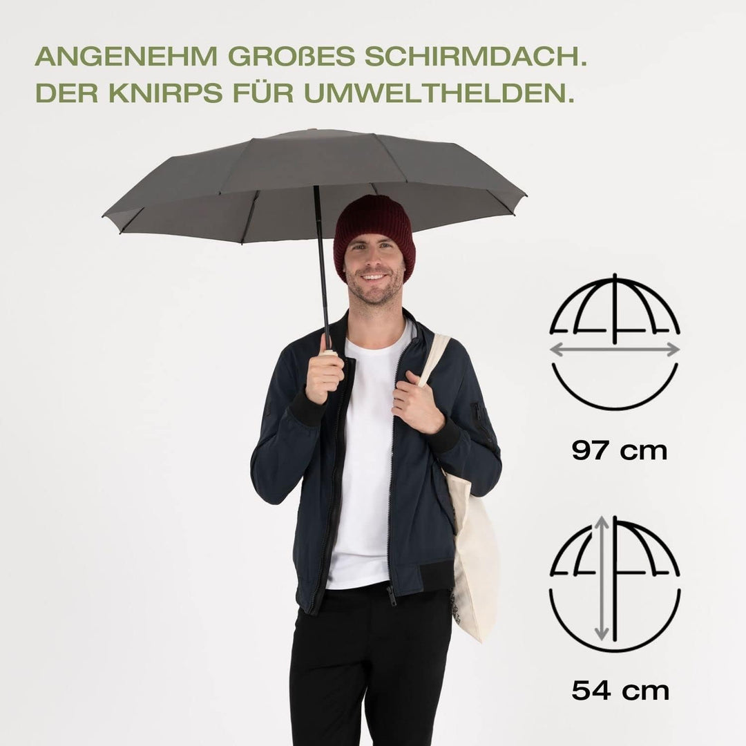 Knirps Regenschirm Horizon Duomatic schwarz mit Punkten I Nachhaltiger Regenschirm I Taschenschirm m