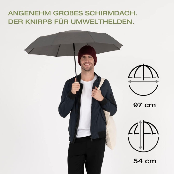 Knirps Regenschirm Horizon Duomatic schwarz mit Punkten I Nachhaltiger Regenschirm I Taschenschirm m
