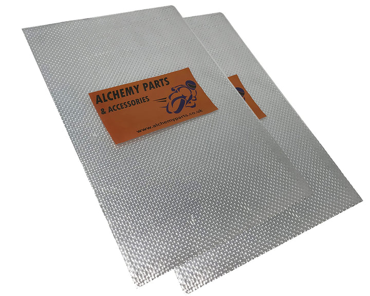 2 X Hitzeschutz Selbstklebend Auspuff oder Motor Aluminium Reflektierend Blatt 100cm x 33cm Ideal fü