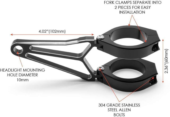 Motorrad Scheinwerfer-Halter 35-36mm Gabel Montiert Razor Stil Aluminium
