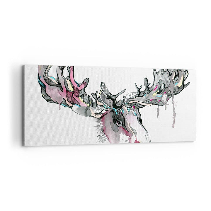 Wandbilder Dekoration Wohnzimmer Moose Bunt Kopf Abbildung Panorama Bilder auf Leinwand 120x50cm Lei