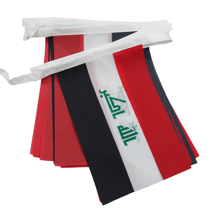 AZ FLAG FAHNENKETTE IRAK 12 Meter mit 20 flaggen 45x30cm- IRAKISCHE Girlande Flaggenkette 30 x 45 cm