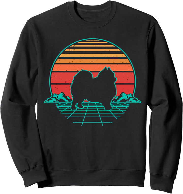 Zwergspitz Hund Welpe Retro Vintage Sunset Sweatshirt