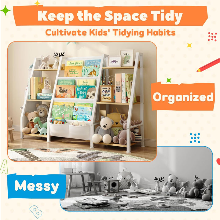 GoTiling Kinder Bücherregal Kinderzimmer Spielzeug Regale: Offenen Aufbewahrungsregal mit 6 Fächer -