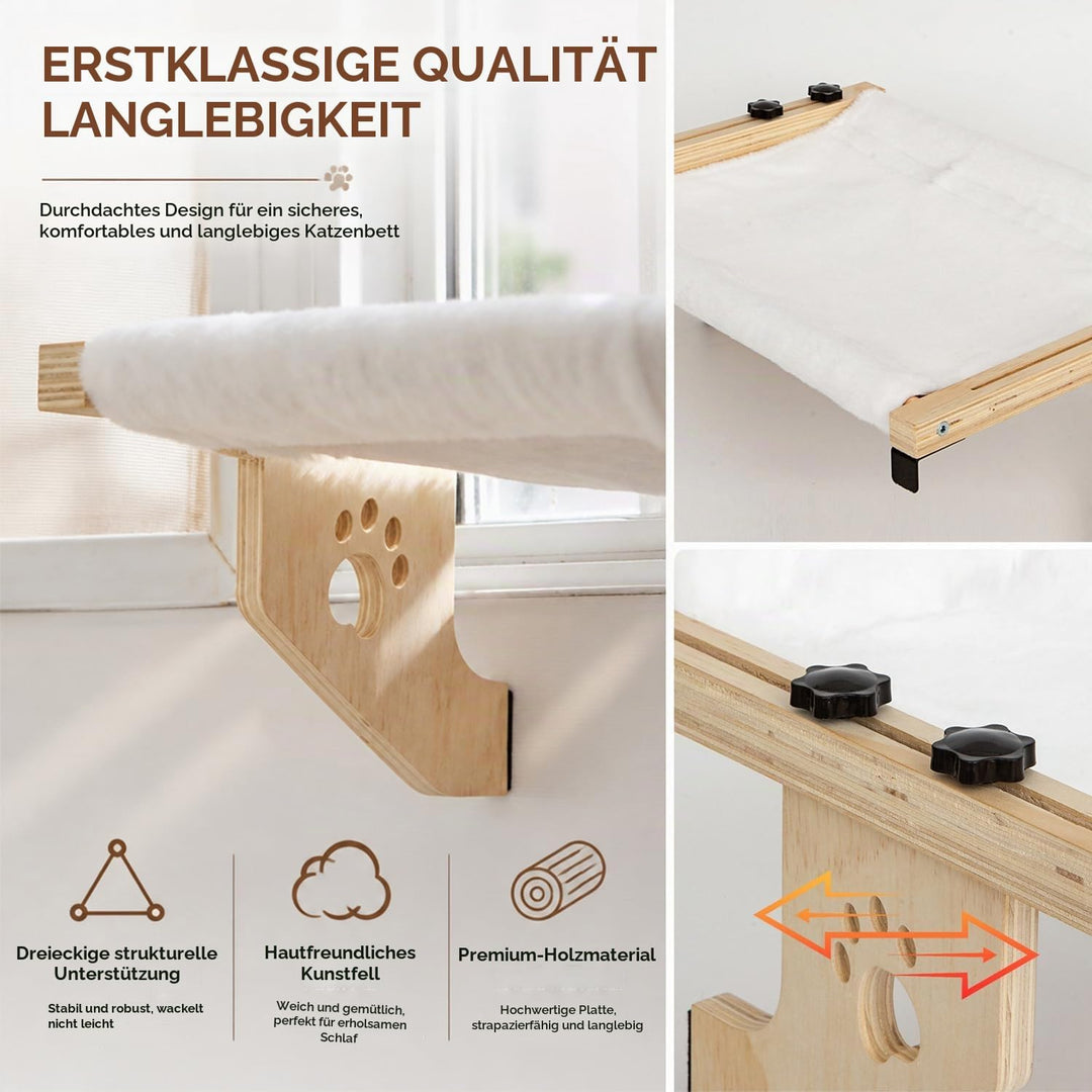 Heizungsliege Hängende Katzenhängematte, Holz Hängematte Katze Heizung mit Weicher Auflage, 2-in-1 S
