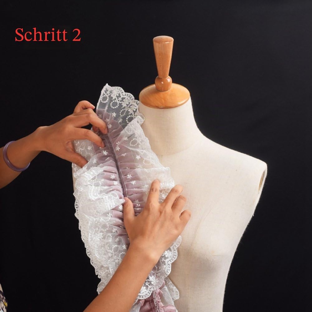 BLESSUME Renaissance Ruffle Kragen Elisabethanisch Rüsche Halsband M Violett / Weiss, M Violett / We