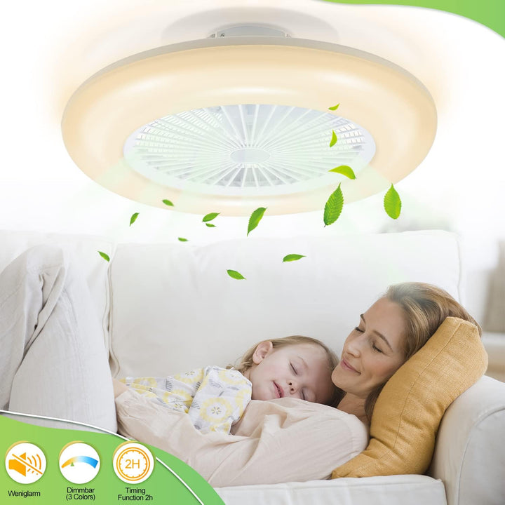 Daromigo Deckenventilator Mit Beleuchtung, 80W LED Stufenloses Dimmen Ventilator Beide Richtungen Dr