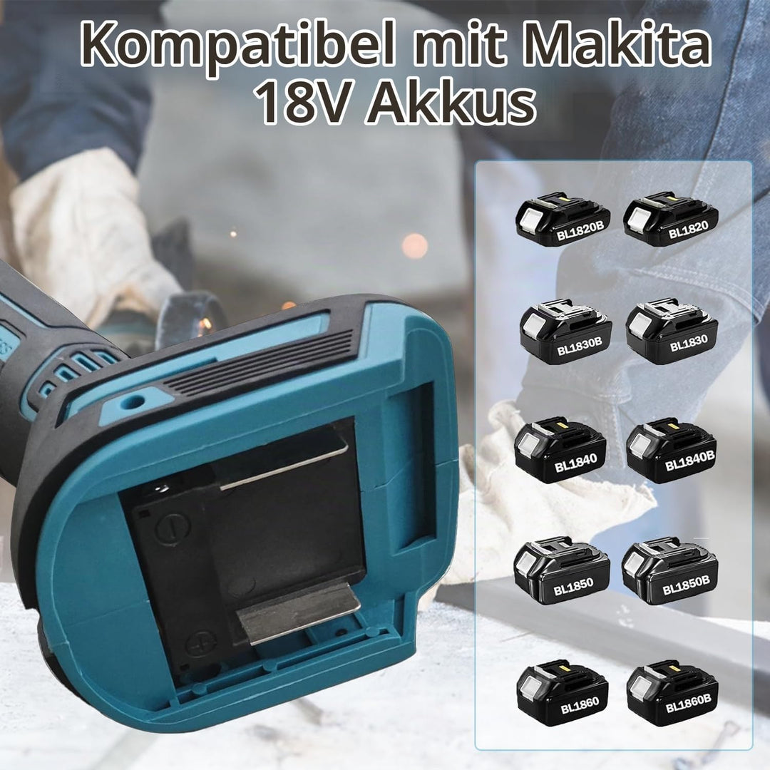 Akku Geradschleifer Kompatibel mit Makita 18V Batterie, Professional Multifunktionswerkzeug Brushles