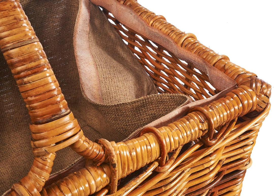 Kobolo Holztrage Holzkorb für Kaminholz - Rattan Lacak mit abnehmbarem Leinenstoff