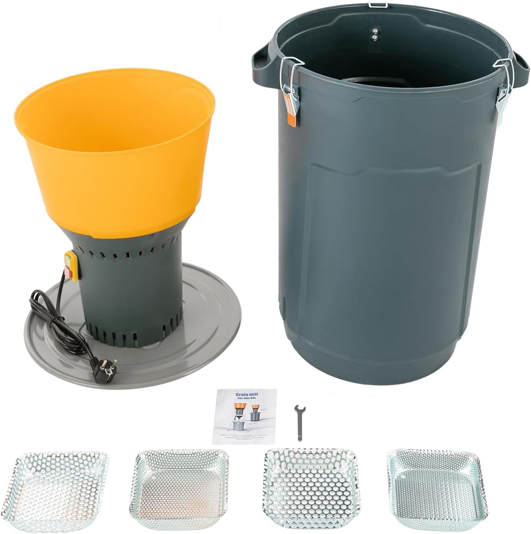 Elektrische Getreidemühle mit 5 Schleifsieb Kornmühle Fassungsvermögen 60 Liter 1300W Zerkleinerer f