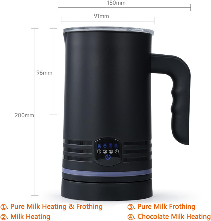 Elektrischer Milchaufschäumer, 430 ml Edelstahl Milchaufschäumer, Antihaftbeschichtung,warmer und ka