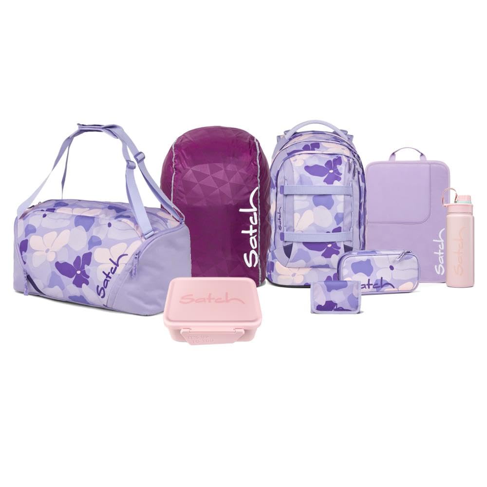 Satch Pack Kollektor Edition Schulrucksack Set 8tlg. inkl. Brotdose und Trinkflasche (Lilac Blossom)