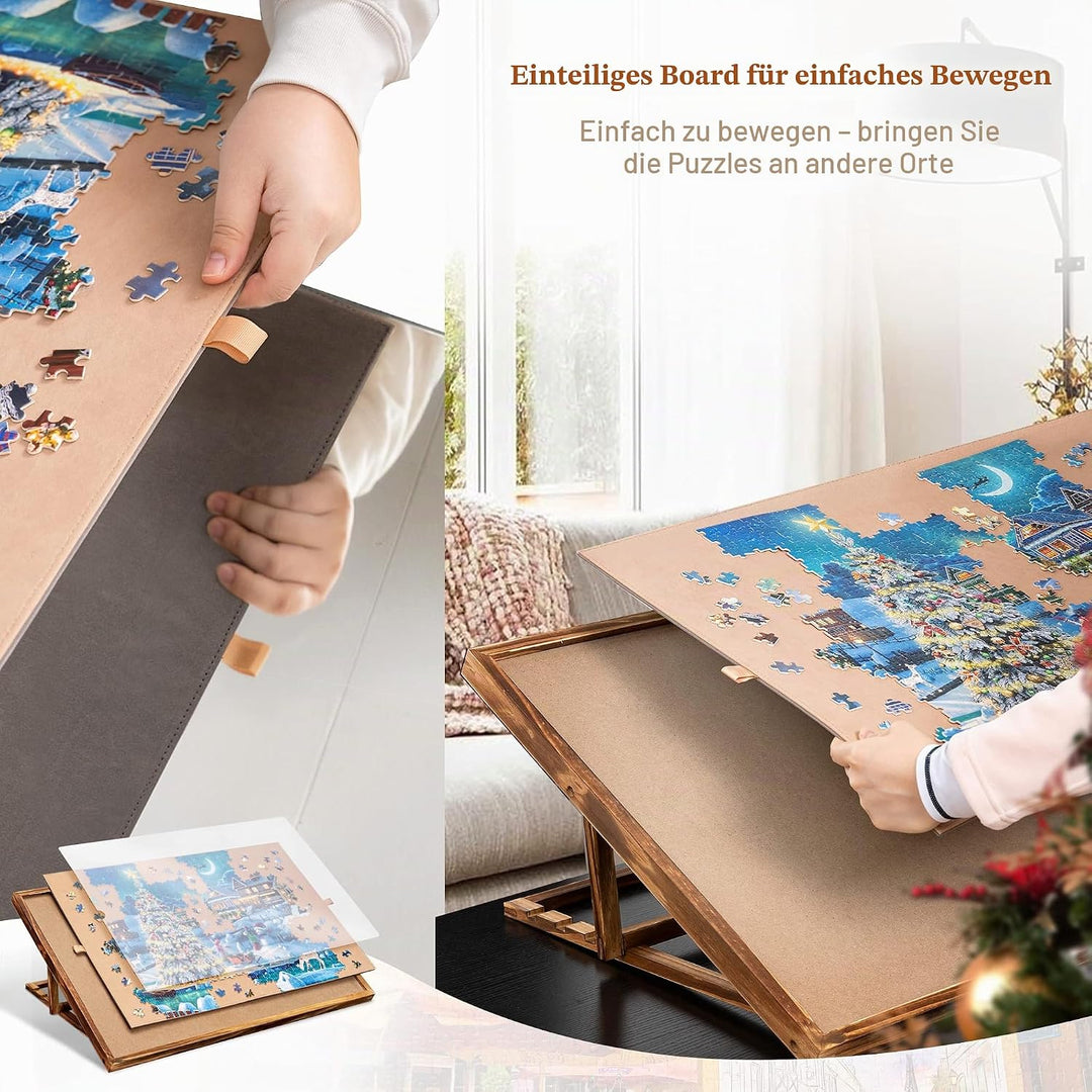 Becko US 1000 Piece Jigsaw Puzzle Board with Clear Cover, Jigsaw Puzzle Table Double Sided Board wit