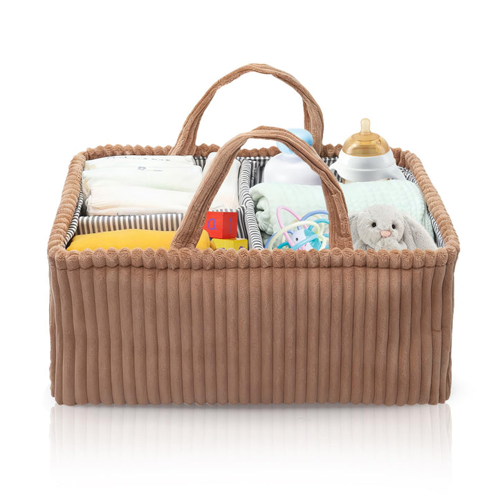 Wickeltisch Organizer, Baby Windel Caddy Korb, Wickeltasche Organizer mit Fächern & Griffen, Cord Wi