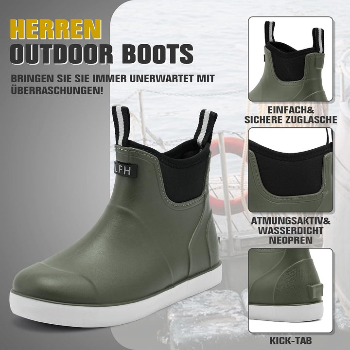 Jesindr Gummistiefel Herren, Protective Wasserdicht Anti-Rutsch Stiefeletten, Atmungsaktiv Schwarz C