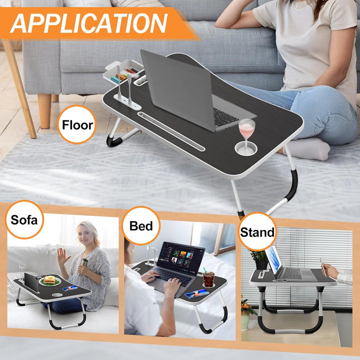 WoRaum Klappbarer Laptop-Schreibtisch 60x40cm – Leichter, Multifunktionaler Bett Schreibtisch mit Ka