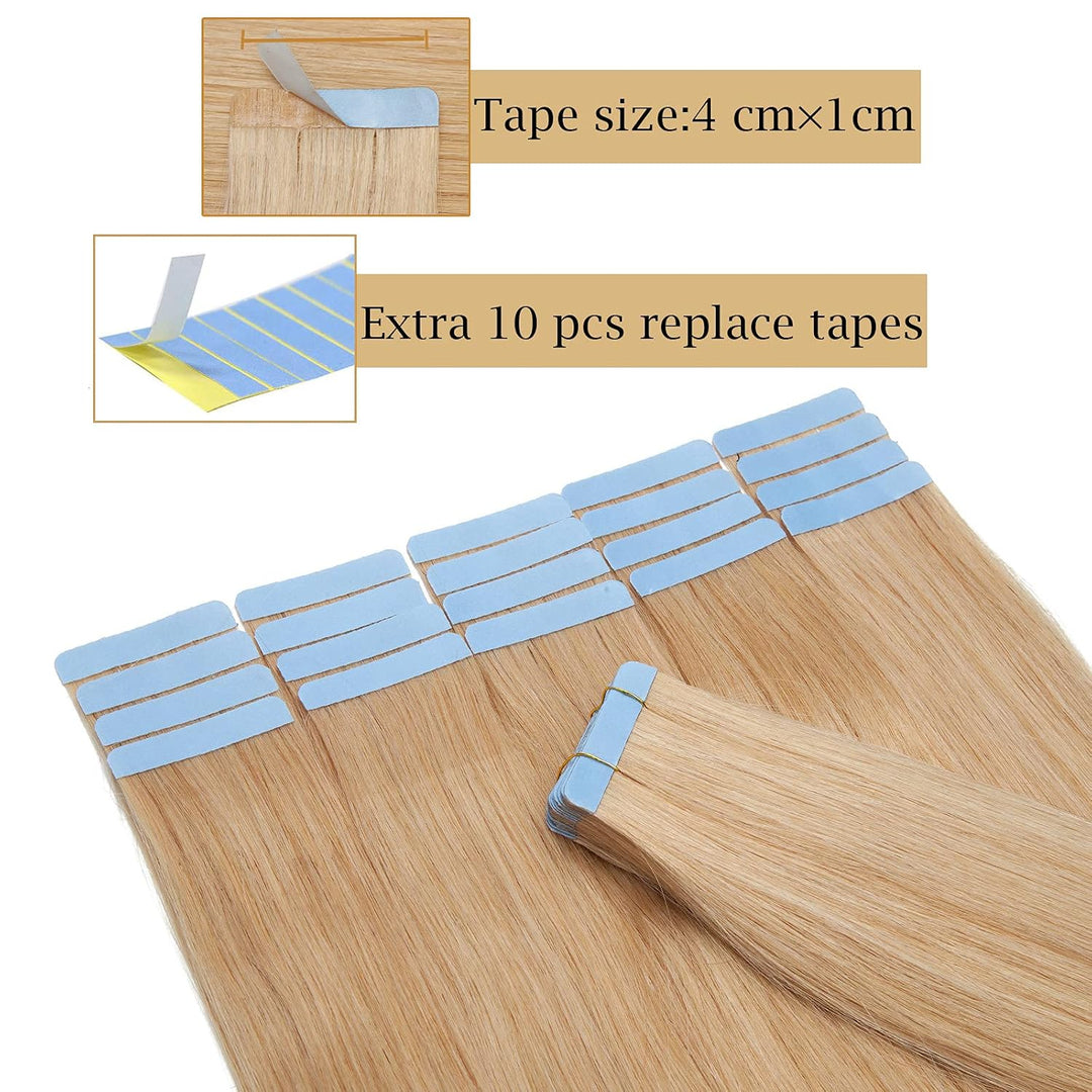 SEGO Tape in Extensions Echthaar Haarverlängerung Klebeband Haarteil 100% Remy Human Haar (40 stück+