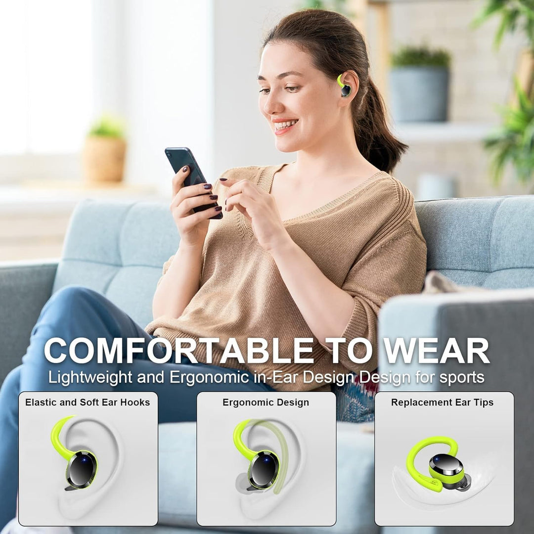 Bluetooth Kopfhörer Sport, Wireless Earbud ENC Noise Cancelling Mic, 48 Std in Ear Kopfhörer Kabello