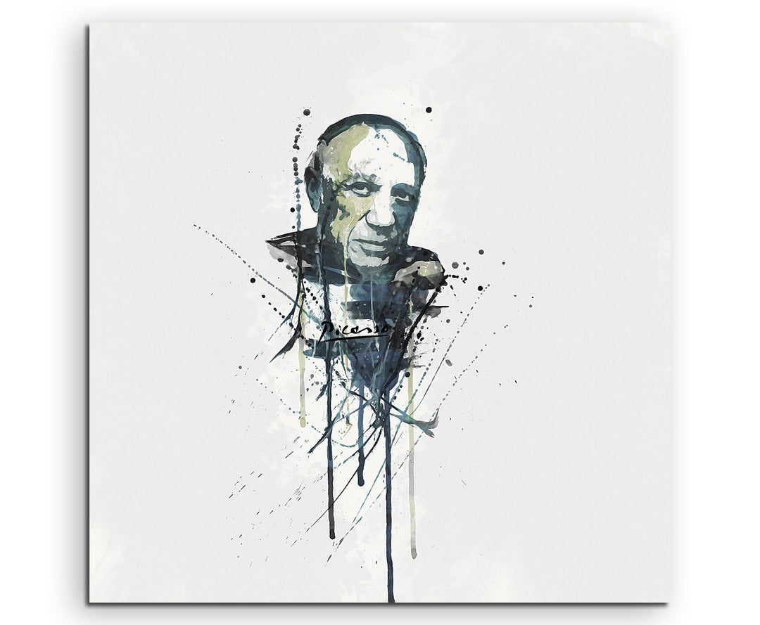 Paul Sinus Art Pablo Picasso III 60x60cm Keilrahmenbild Kunstbild Aquarell Art Wandbild auf Leinwand