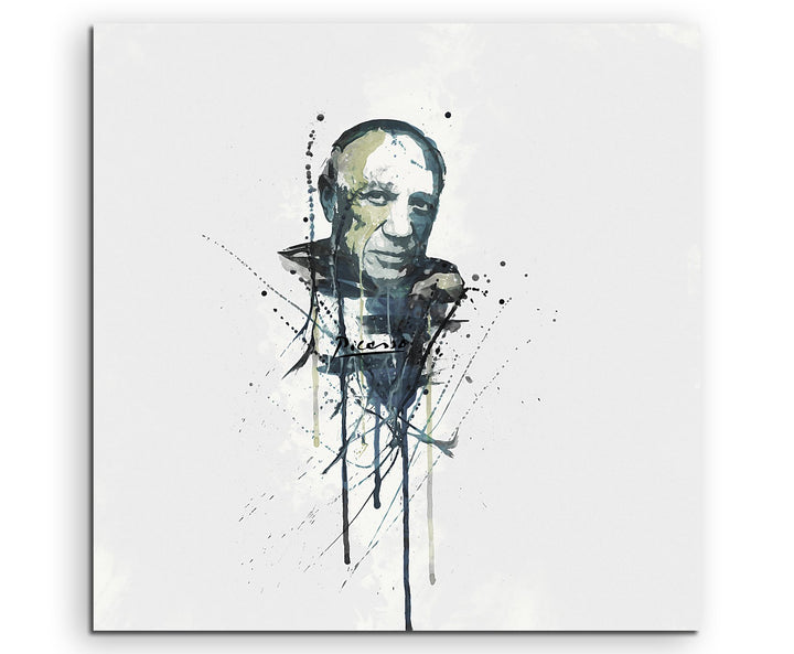 Paul Sinus Art Pablo Picasso III 60x60cm Keilrahmenbild Kunstbild Aquarell Art Wandbild auf Leinwand