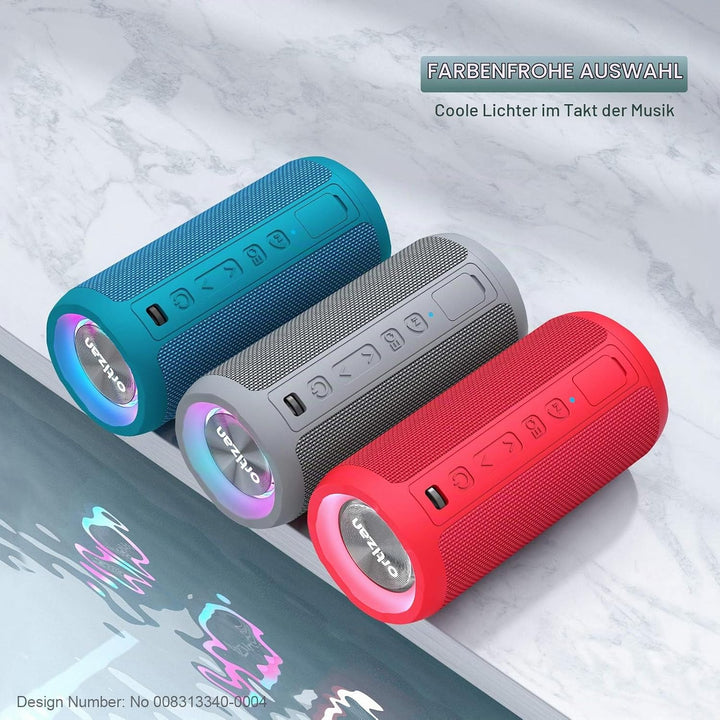 Ortizan Bluetooth Lautsprecher mit Licht, Musikbox Tragbarer Bluetooth Box mit IPX7 wasserdicht, Dua