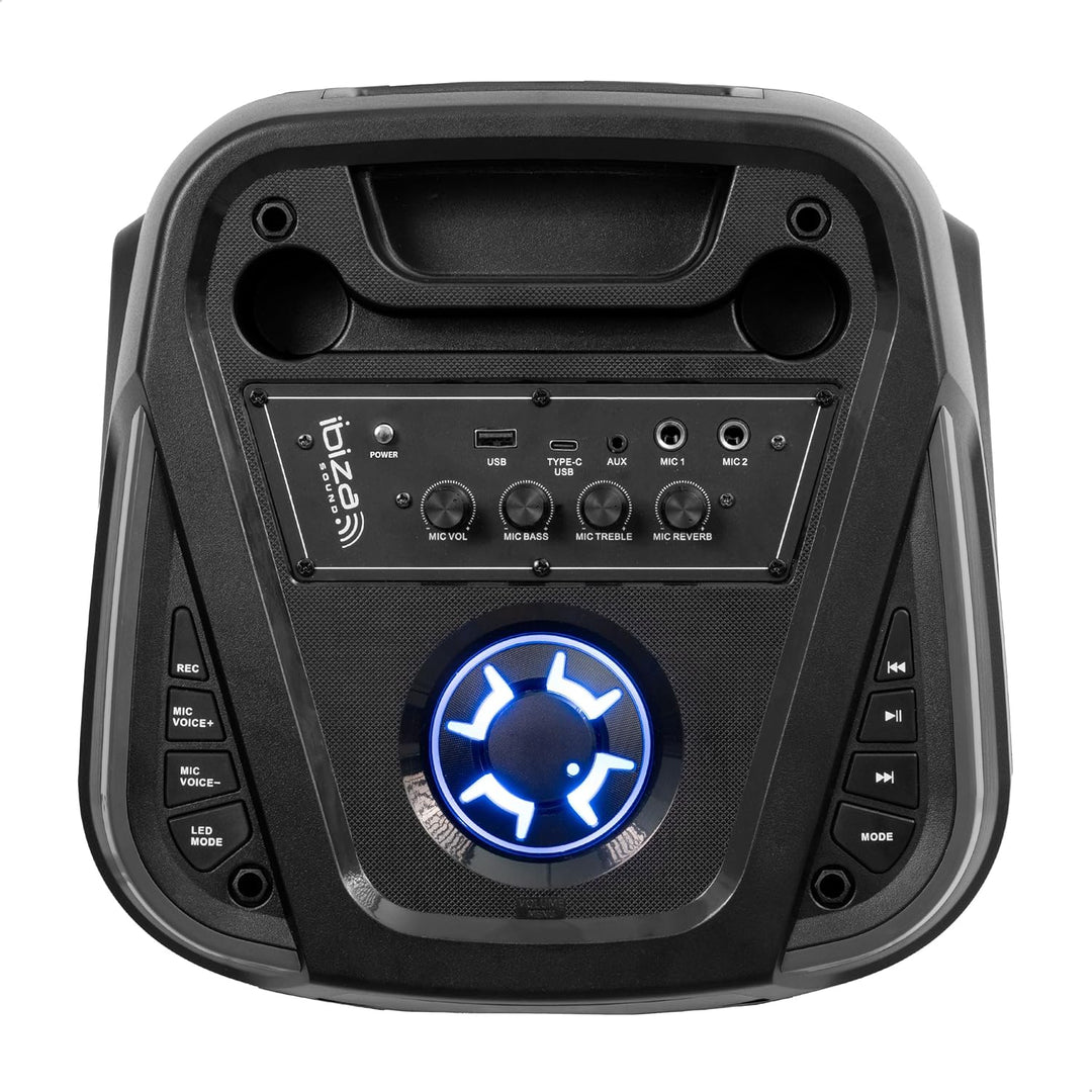 Ibiza - Columba-Karaoke - Bluetooth-Karaoke-Lautsprecher mit 2 kabellosen Mikrofonen - Stimmverzerre