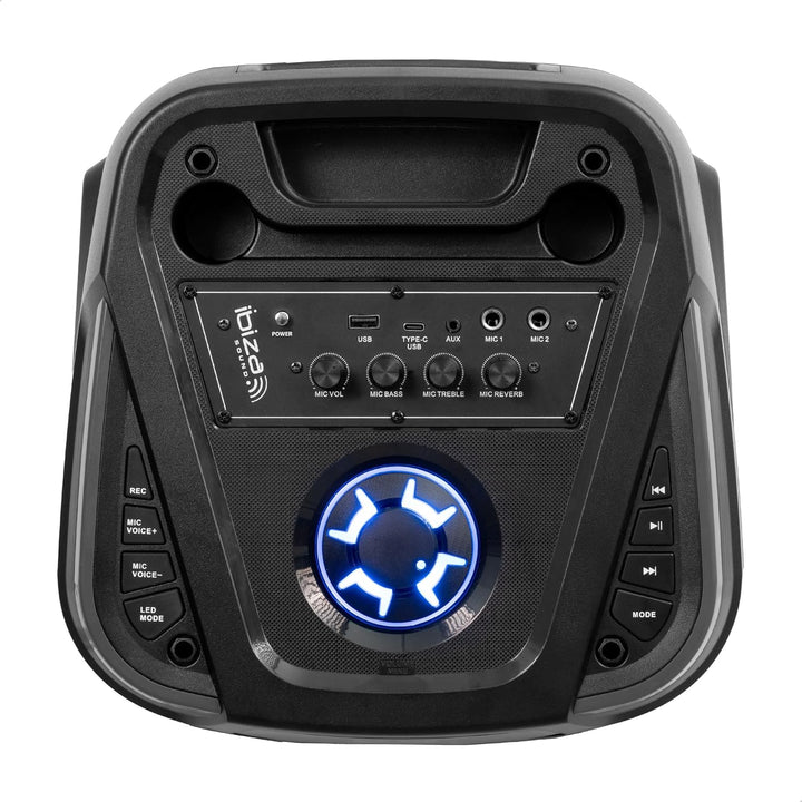 Ibiza - Columba-Karaoke - Bluetooth-Karaoke-Lautsprecher mit 2 kabellosen Mikrofonen - Stimmverzerre