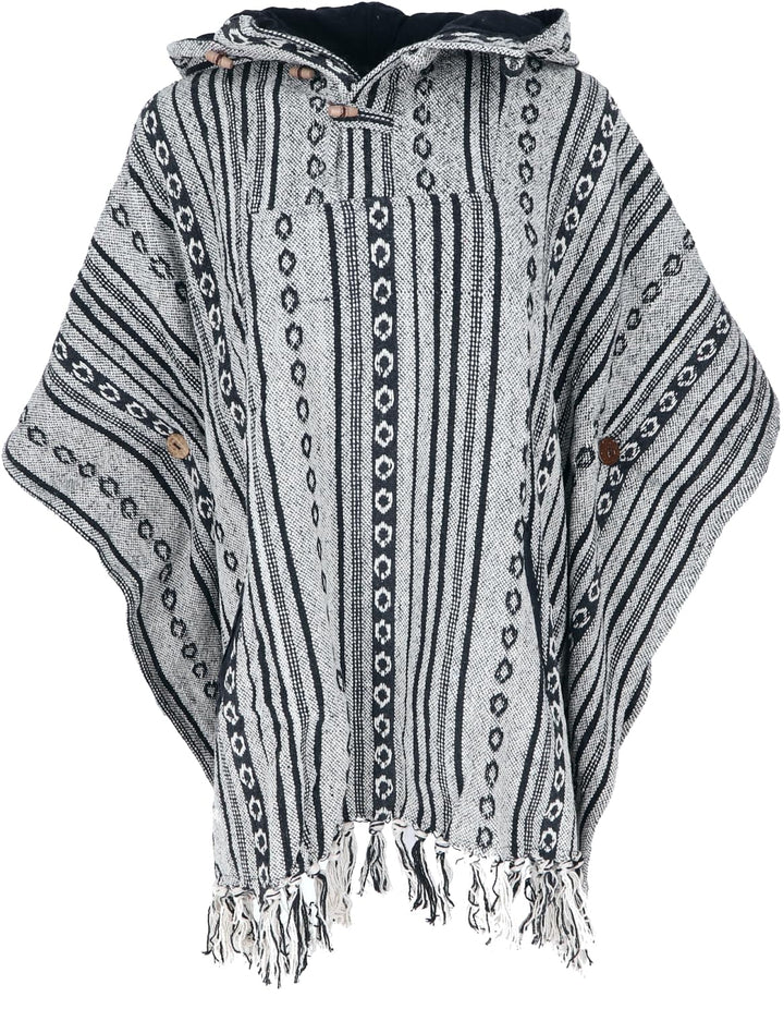 GURU SHOP Cape, Ethno Poncho, Andenponcho, Herren/Damen, Schwarz, Baumwolle, Size:One Size Einheitsg