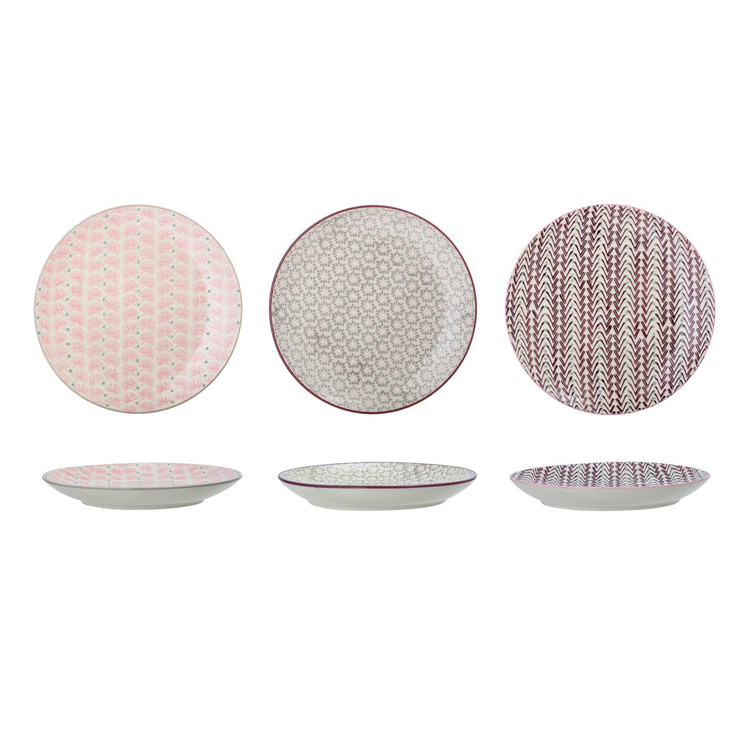Bloomingville Teller Maya, rosa grau lila, Keramik, 3er Set