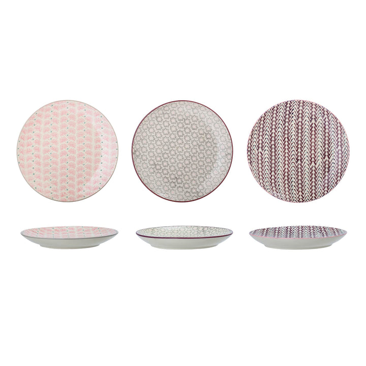 Bloomingville Teller Maya, rosa grau lila, Keramik, 3er Set