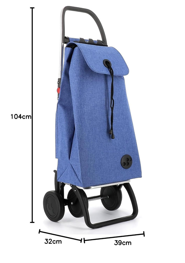 Klappbarer Einkaufstrolley Rolser I-Max Tweed 4 Räder - Blau 4 Räder Zusammenklappbar Blau, 4 Räder