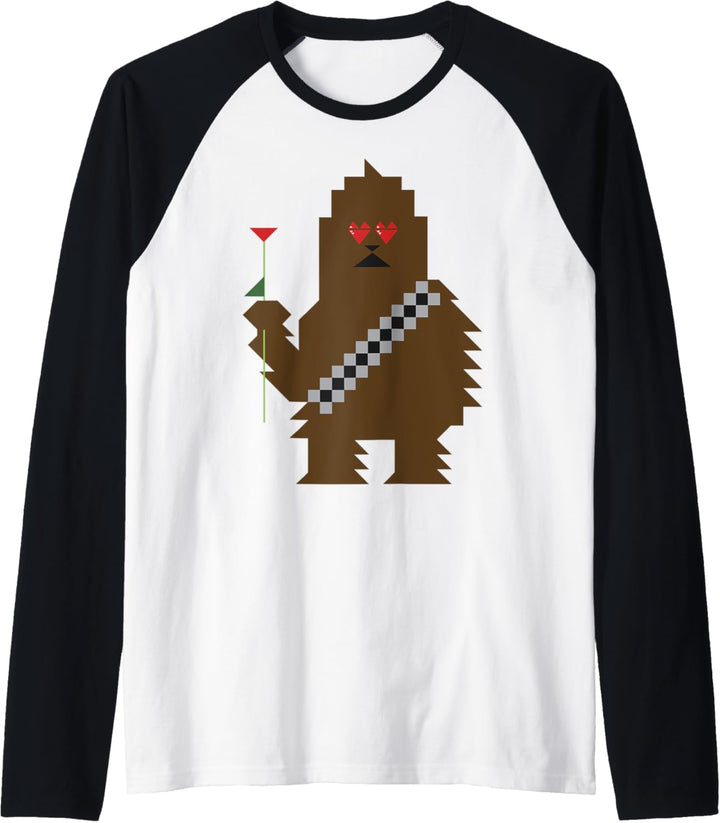 Star Wars Chewbacca 8-Bit Heart Eyes Valentine Raglan
