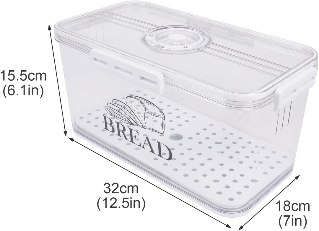 Brotbox Acryl 32 cm, Brotkasten mit Bambusdeckel für Küche Brot | Transparente Brotaufbewahrungsbox