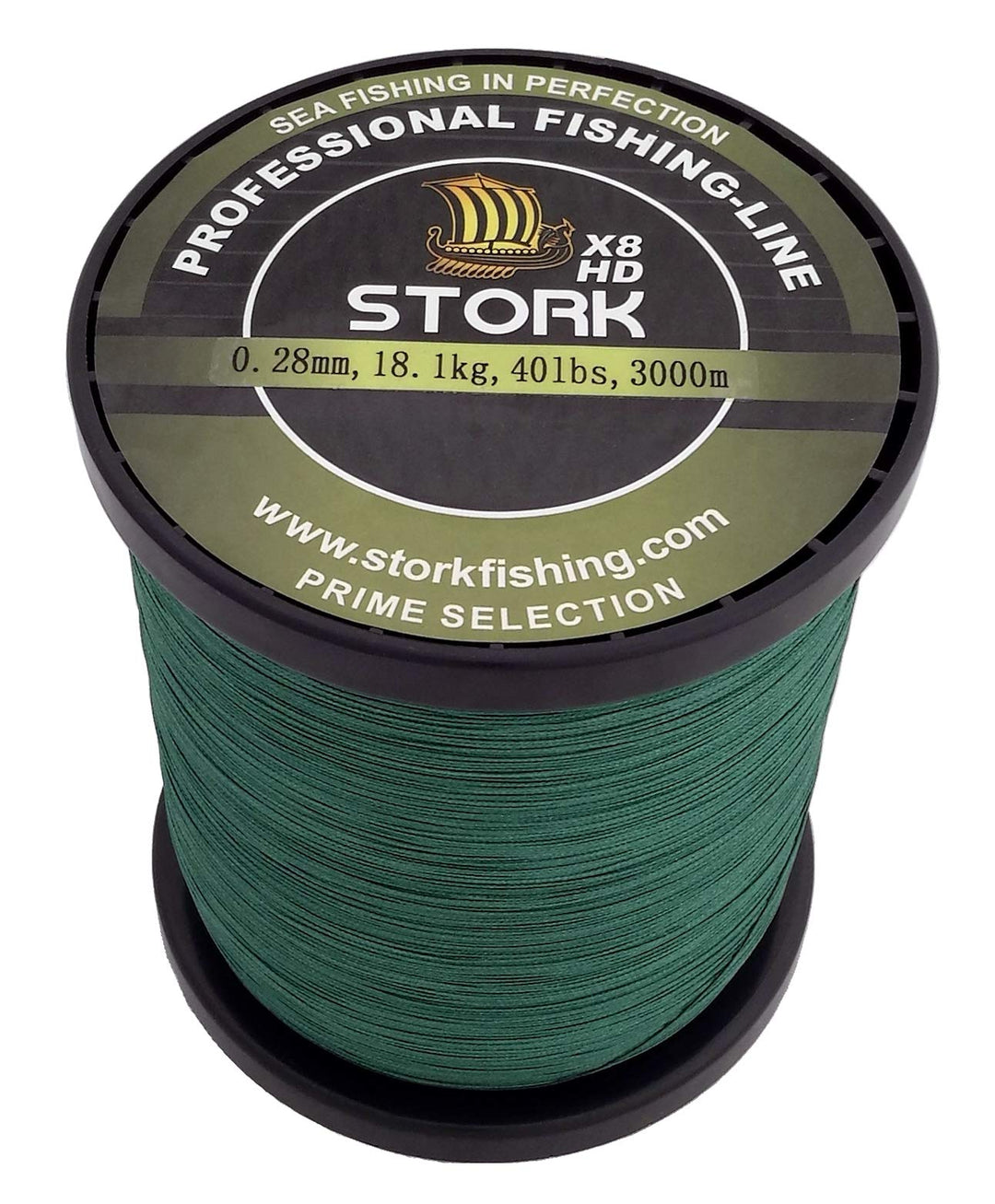 Stork HDx8, 8-Fach geflochtene Premium Angelschnur 3000m Moosgrün 15 lbs / 6.8 kg / 0.14 mm, Moosgrü